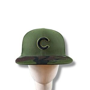 New Era 59FIFTY MLB Authentic Chicago Cubs Camo Memorial Day Fitted Hat Sz 7 1/2